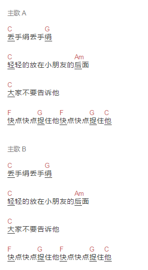 丟手絹入門吉他簡譜c調前奏吉他譜零基礎教學簡單版彈唱有大橫按